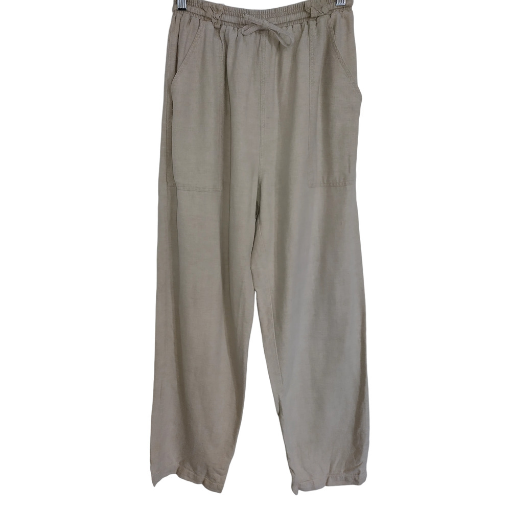 Erika Collection Womens Casual Tapered Harem Flax Ankle Sz Sm